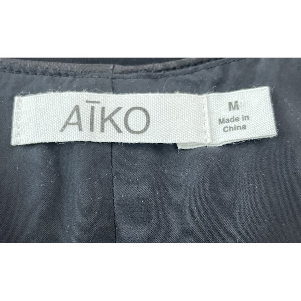 Aiko Sleeveless Black  Leather‎ Silk Peplum Tunic Top Medium - Picture 3 of 4
